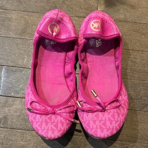 Michael Kors Hot Pink MK Logo Bow Ballet Flats